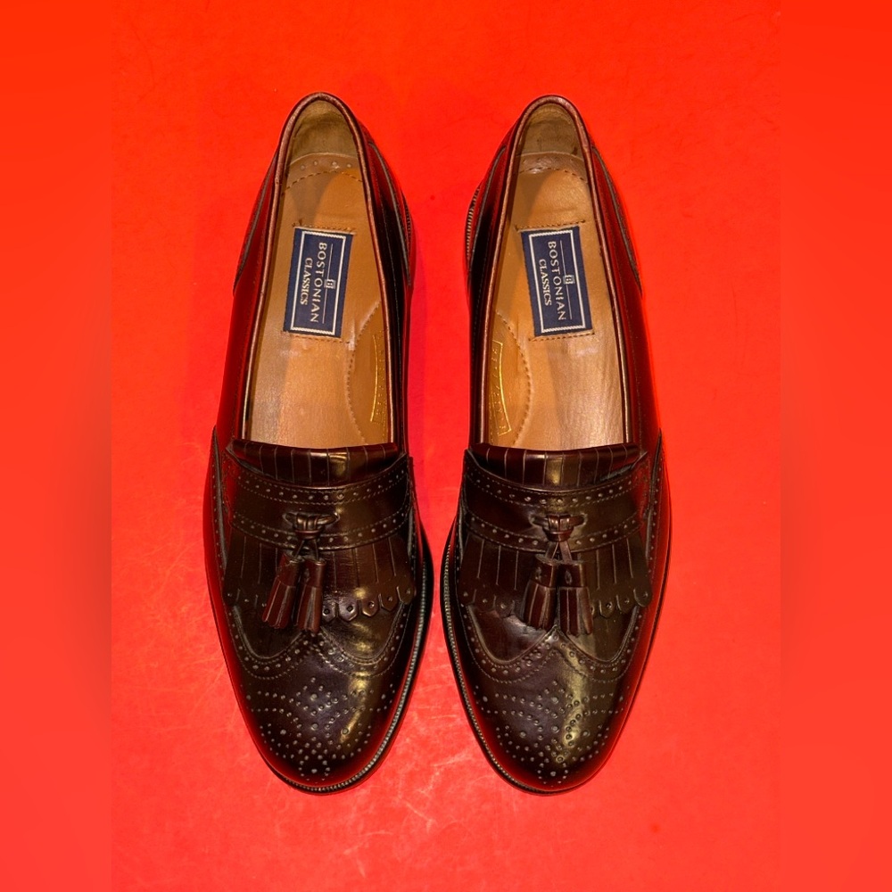 Bostonian Classics First Flex Kilt Tassel Wingtip Leather Loafers 20378 8.5 M